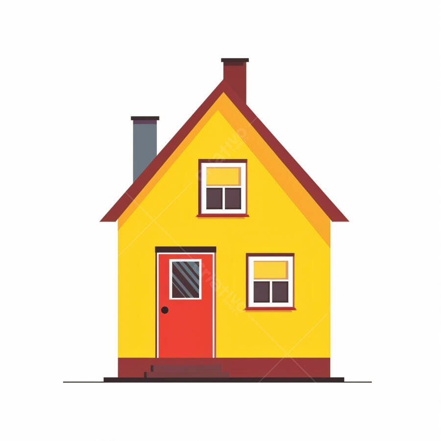 Casa amarela isolada com telhado vermelho e porta vibrante ilustração vetorial