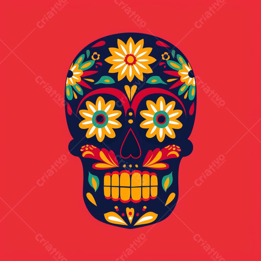 Calavera mexicana decorada colorida para o Dia dos Mortos