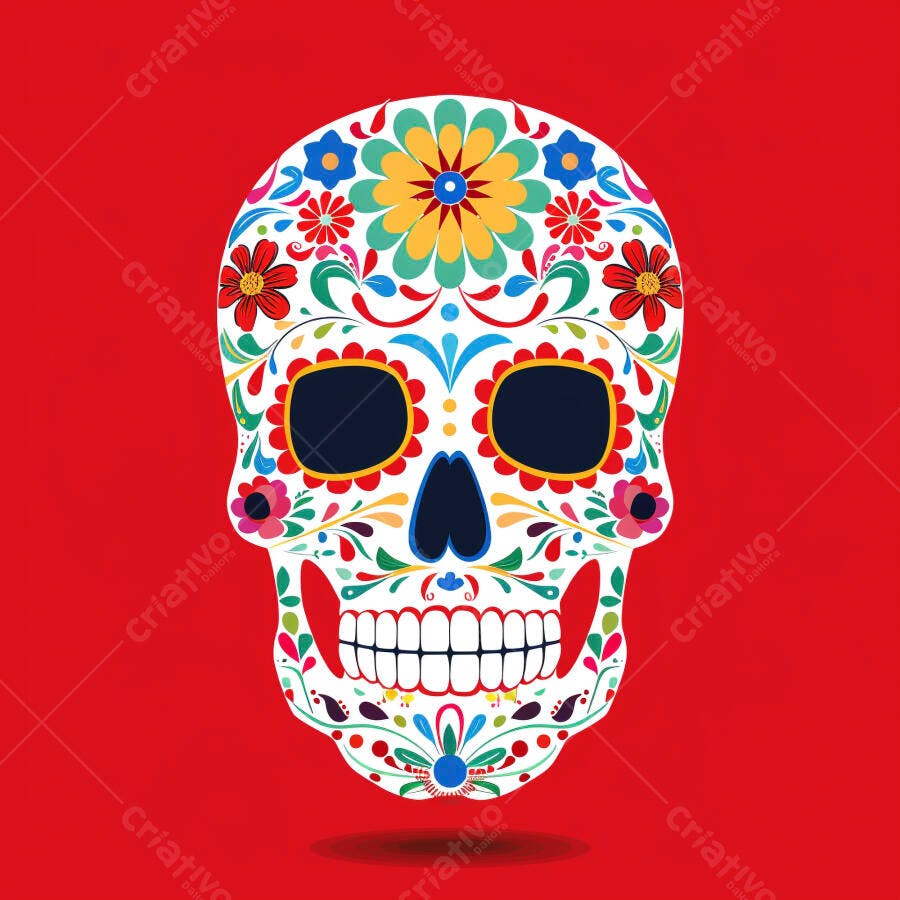 Calavera mexicana colorida florido para Dia dos Mortos
