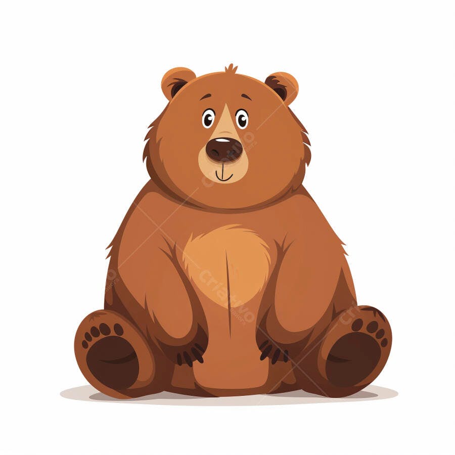 Urso marrom feliz sentado ilustração em fundo branco