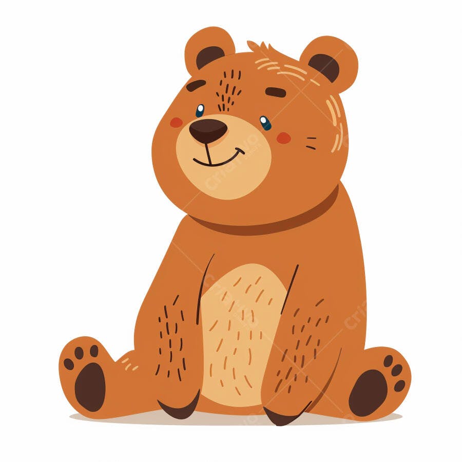 Urso marrom fofo sentado sorrindo ilustração feliz e amigável