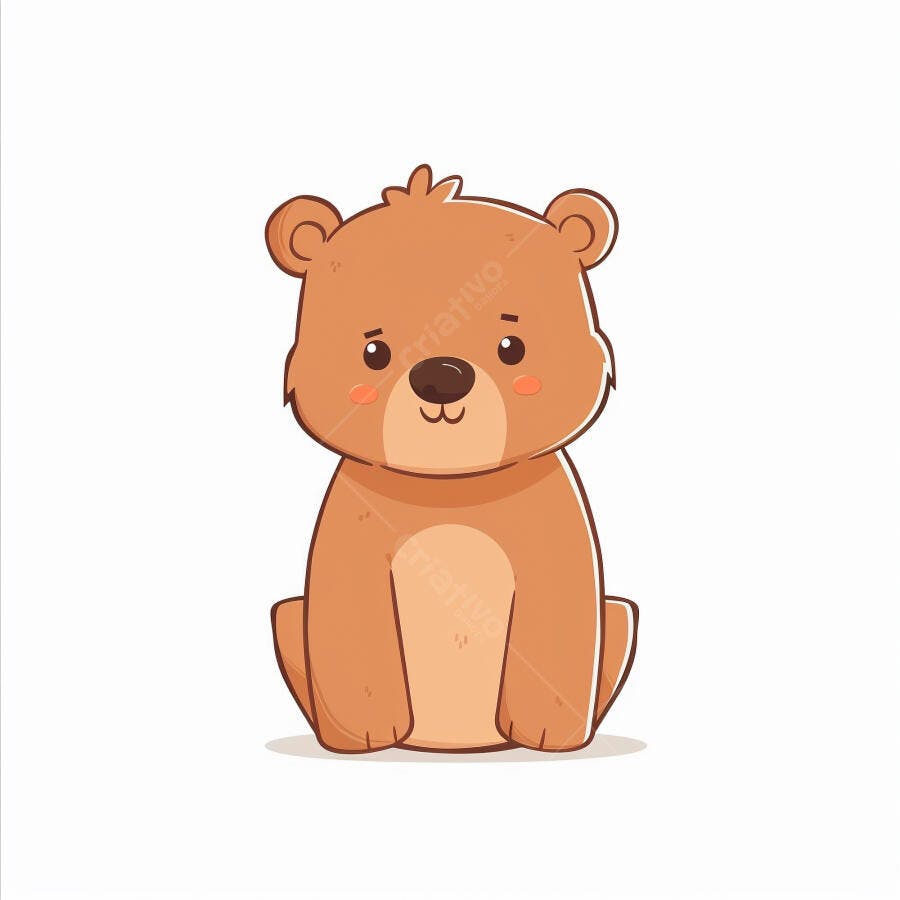 Urso marrom fofo sentado ilustração desenho infantil