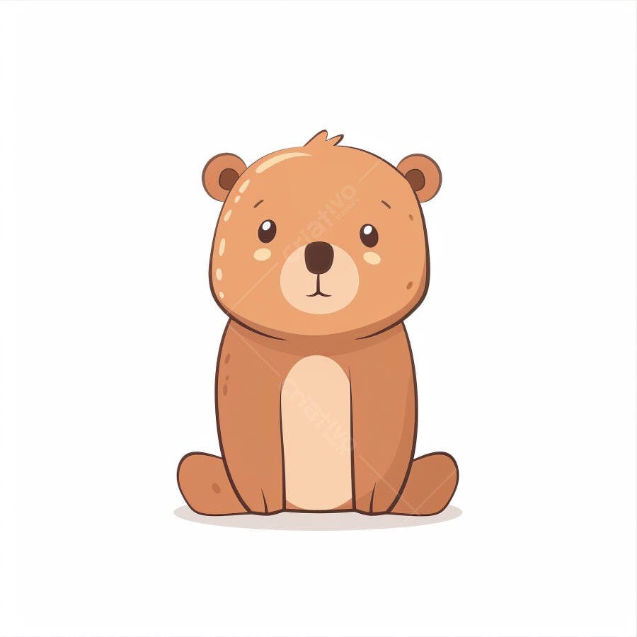 Urso filhote marrom claro fofo sentado ilustração infantil estilo cartoon