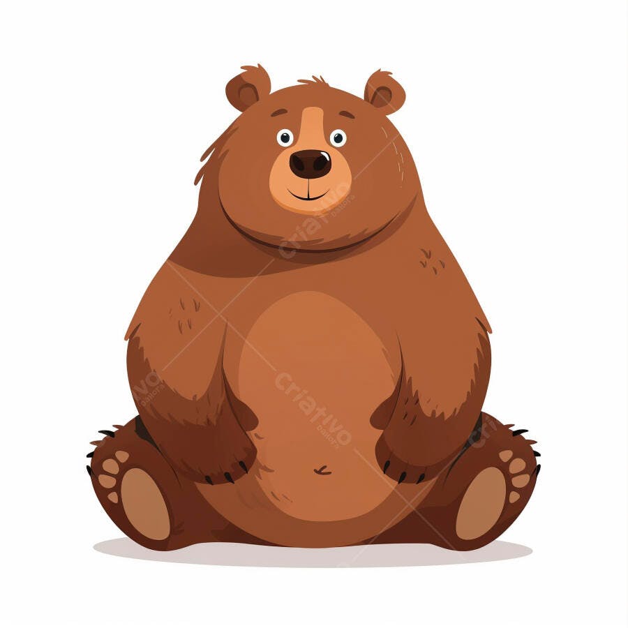 Urso marrom sentado feliz desenho animado ilustração amigável