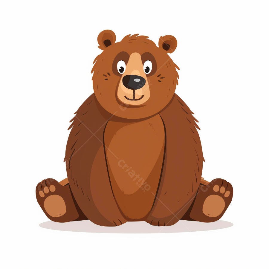 Urso de desenho animado marrom sentado sorridente fofo