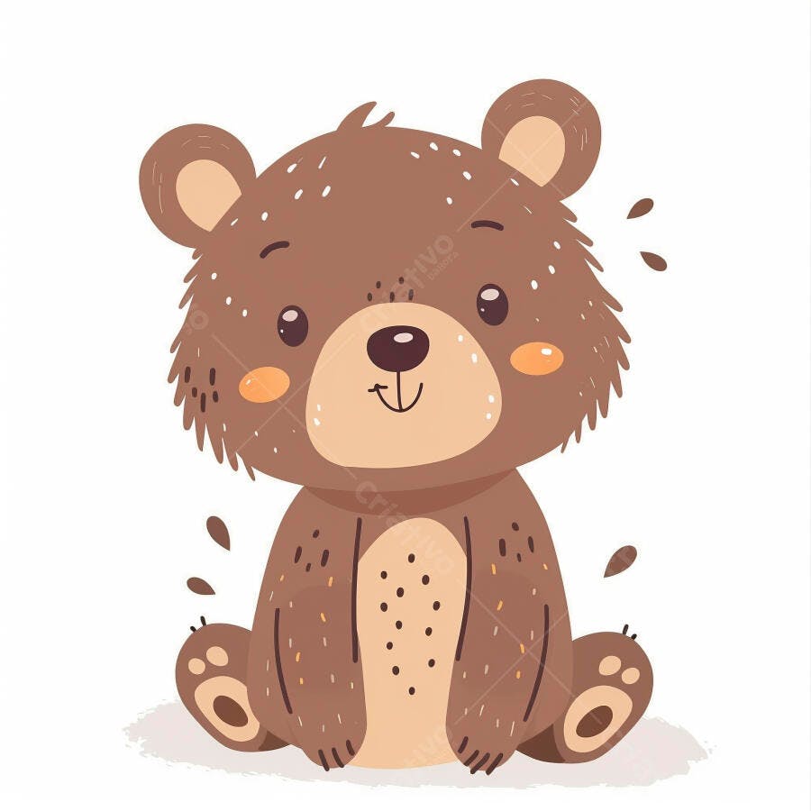 Urso marrom fofo desenho animado sentado sorrindo para crianças