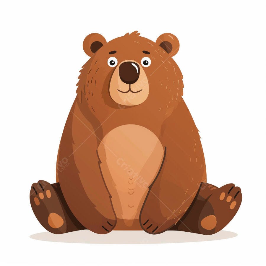 Urso marrom sentado desenho animado fofo ilustração infantil