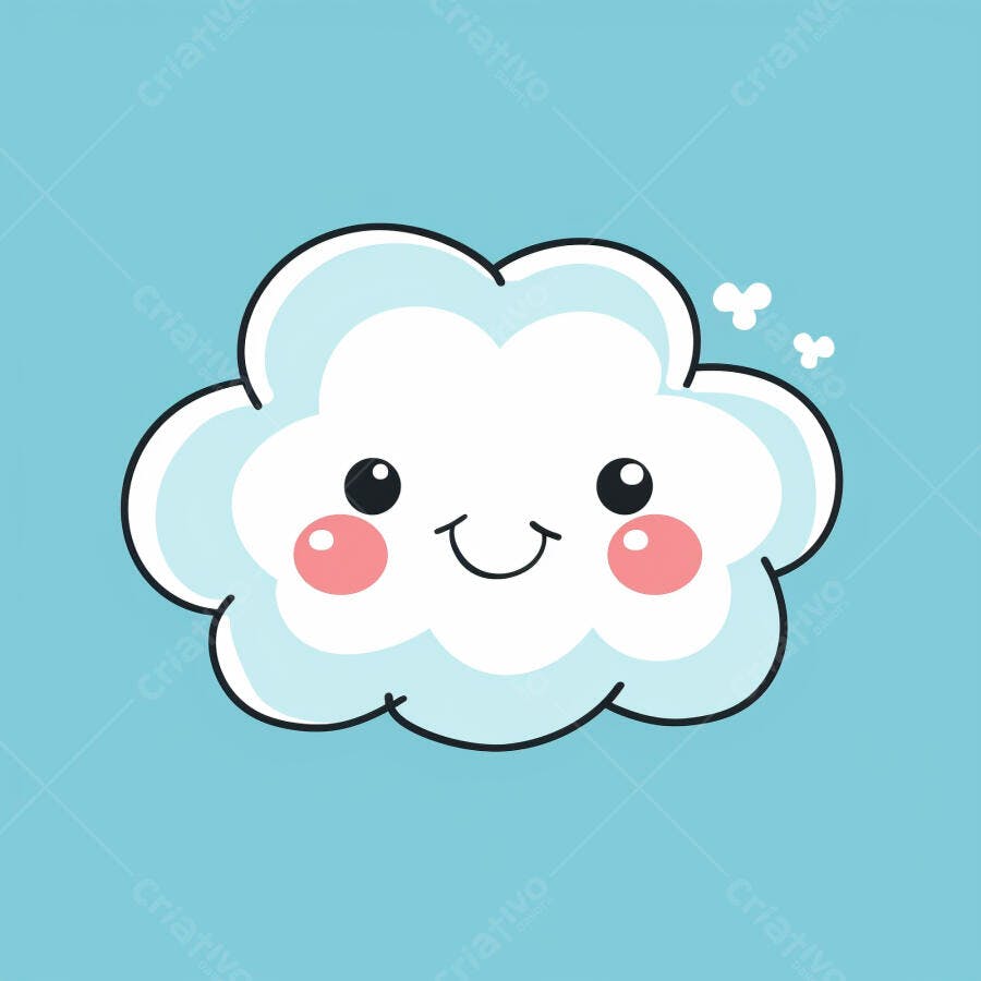 Nuvem de desenho animado fofa sorrindo em fundo azul claro