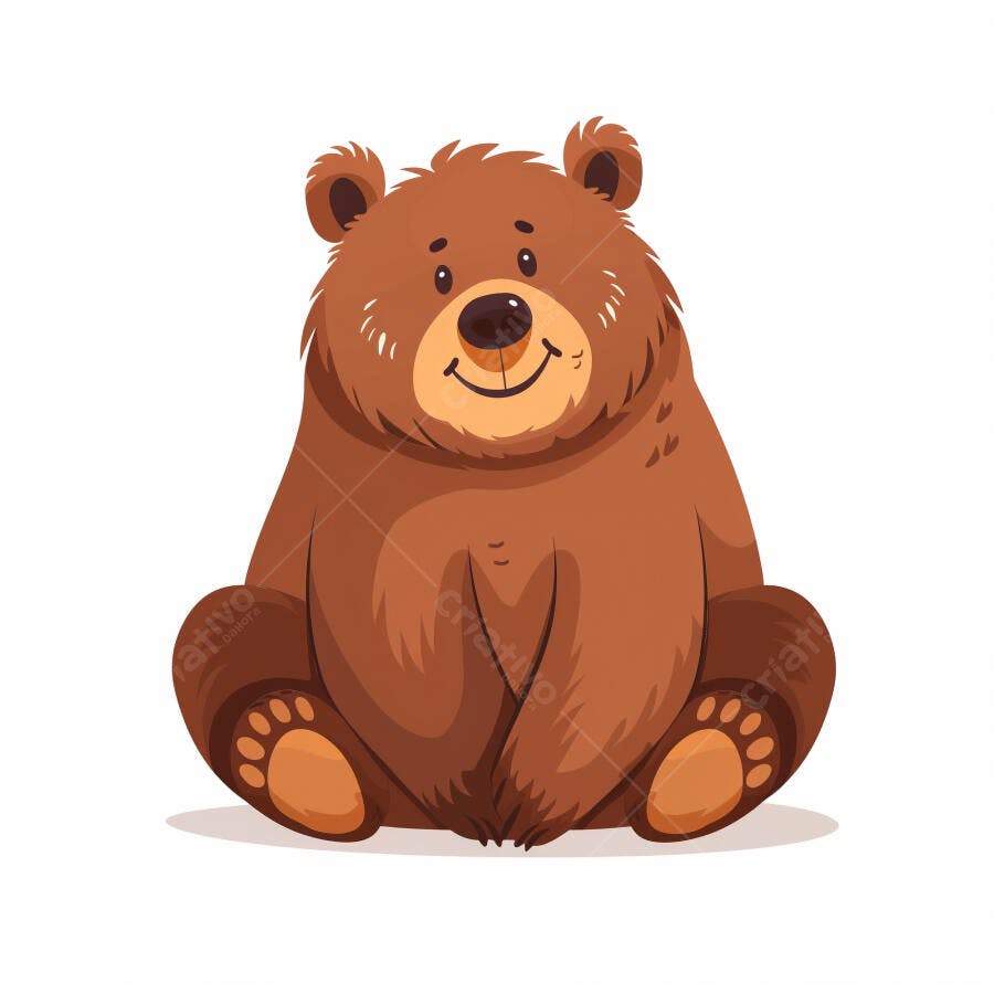 Urso marrom de desenho animado sentado feliz ilustração