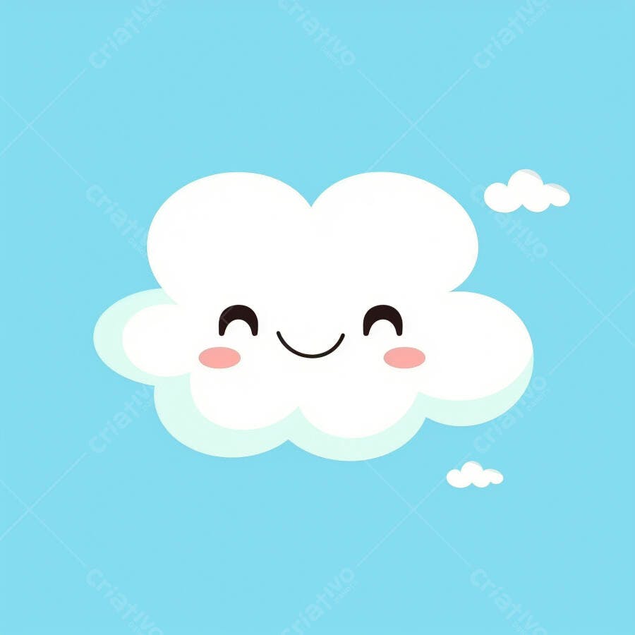 Nuvem feliz de desenho animado no céu azul claro