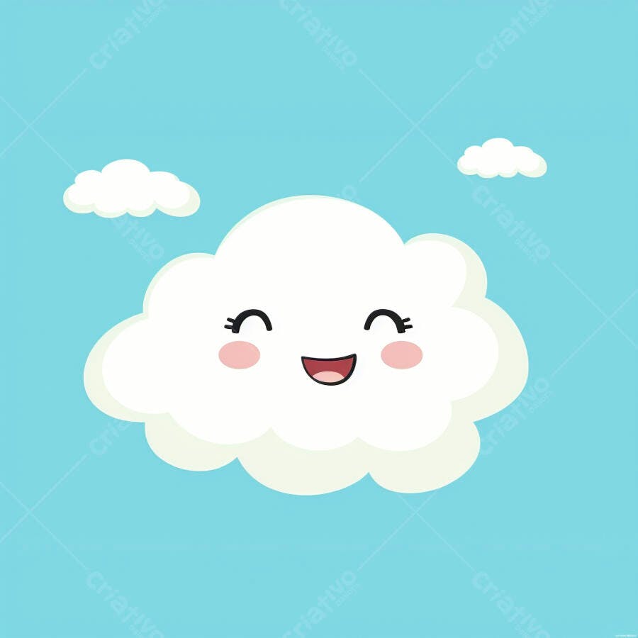 Nuvem feliz sorrindo no céu azul claro ilustração infantil