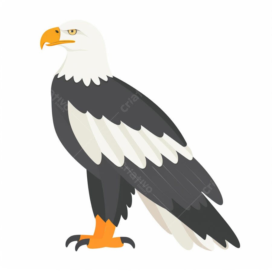 Águia americana careca em ilustração vetorizada isolada no fundo branco
