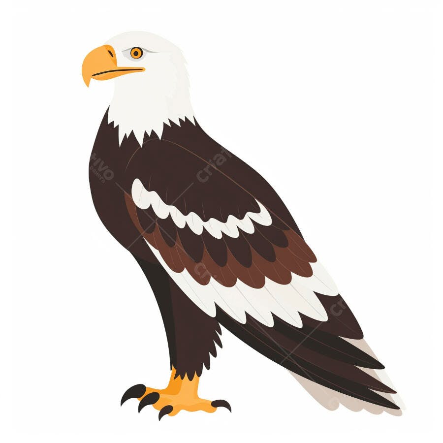 Águia americana ilustrada em vetor com penas marrons e cabeça branca