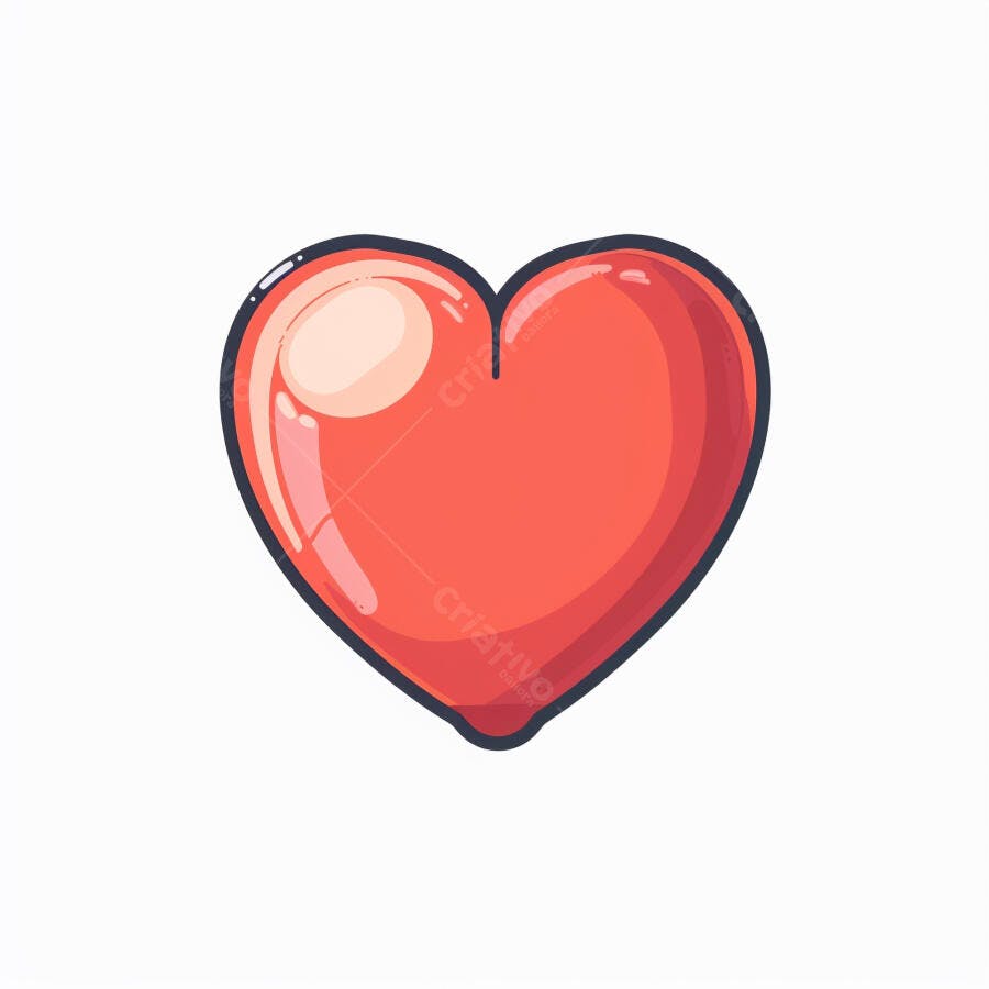 Coração vermelho brilhante ilustração de amor e paixão em fundo branco