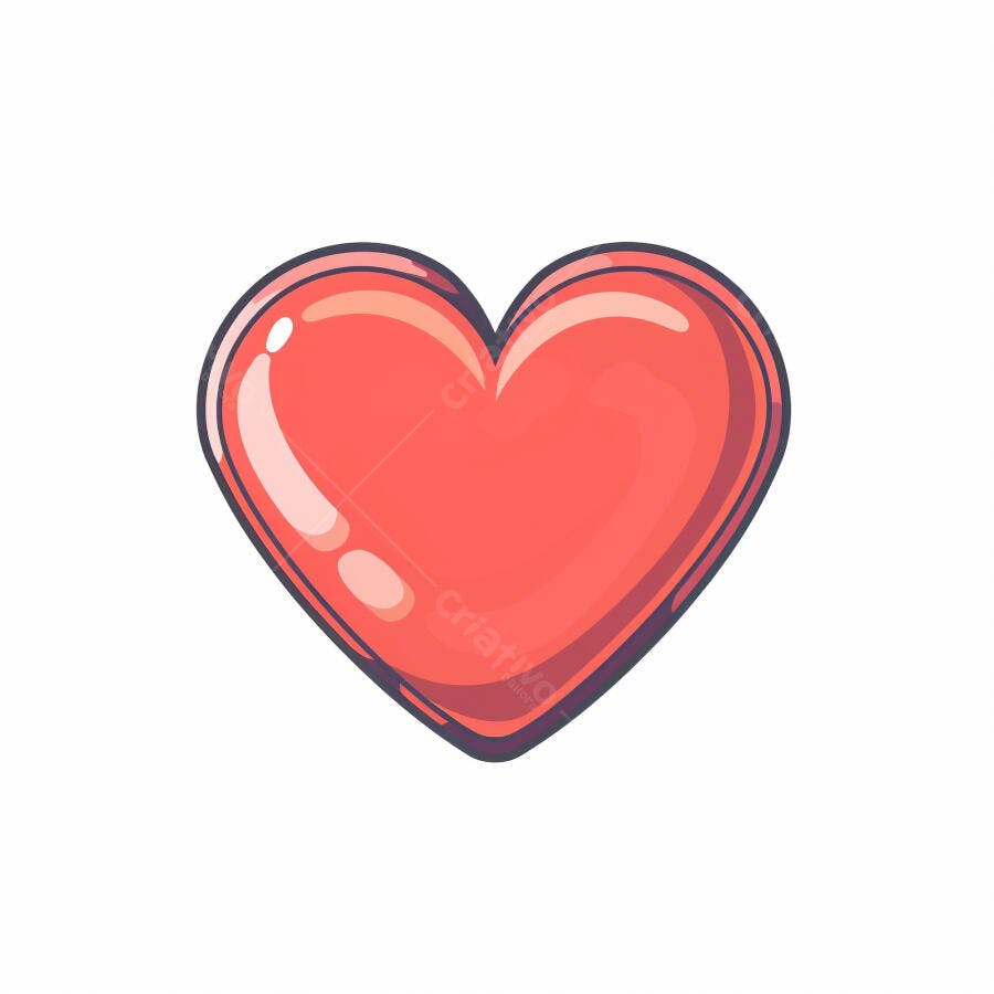 Coração vermelho brilhante ícone digital de amor e carinho