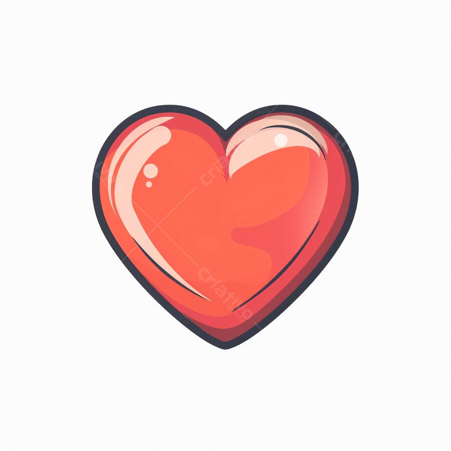 Coração vermelho brilhante ícone de amor e romance