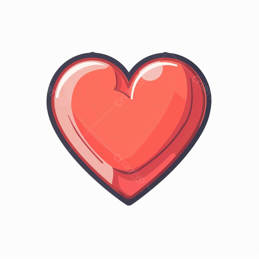 Coração vermelho brilhante desenho animado ícone de amor e paixão