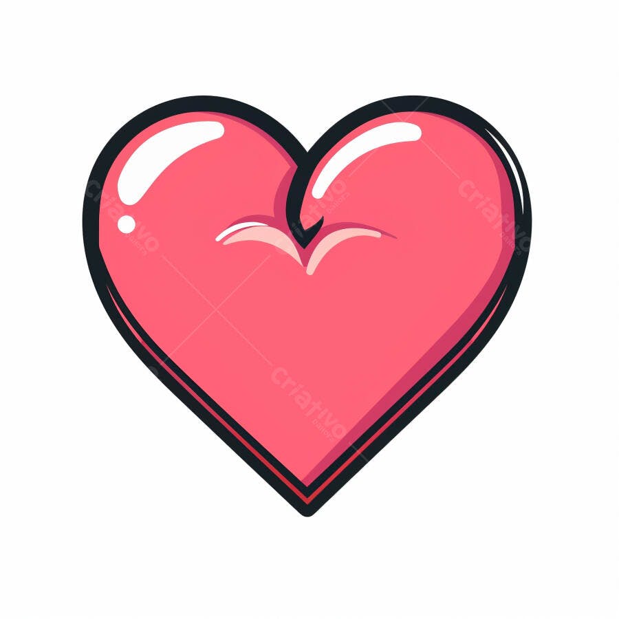 Coração rosa brilhante ilustração de amor e romance em fundo branco