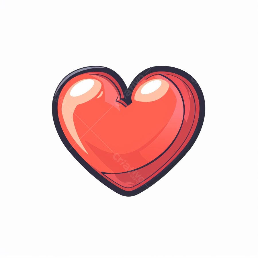 Coração vermelho brilhante estilo desenho animado para amor e paixão