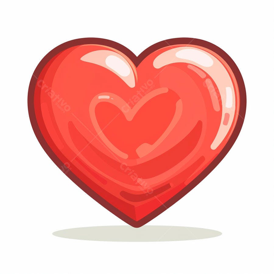 Coração vermelho brilhante símbolo de amor e paixão ilustração
