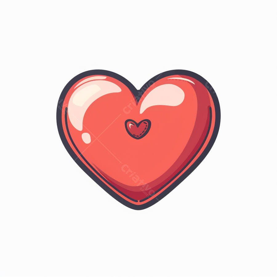 Coração vermelho brilhante com um coração menor interno símbolo de amor
