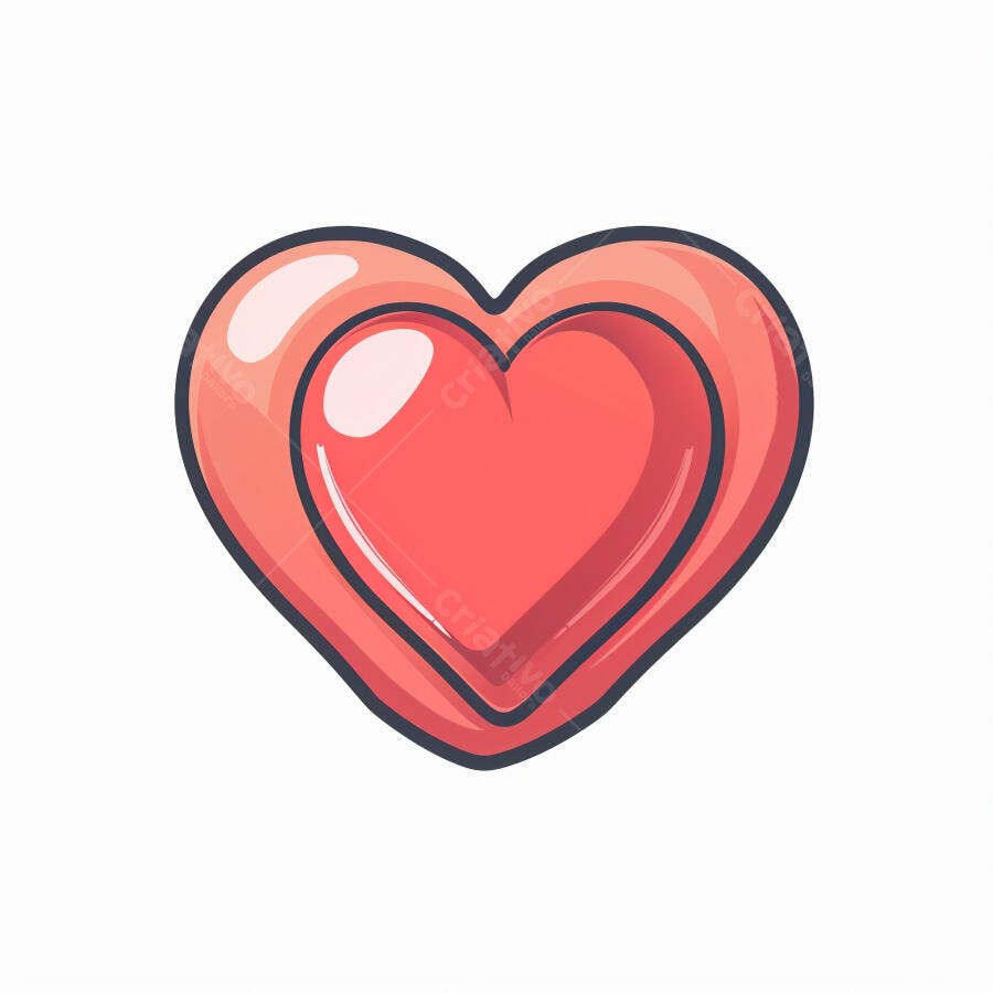 Coração vibrante com brilho rosa ícone de amor ilustrado