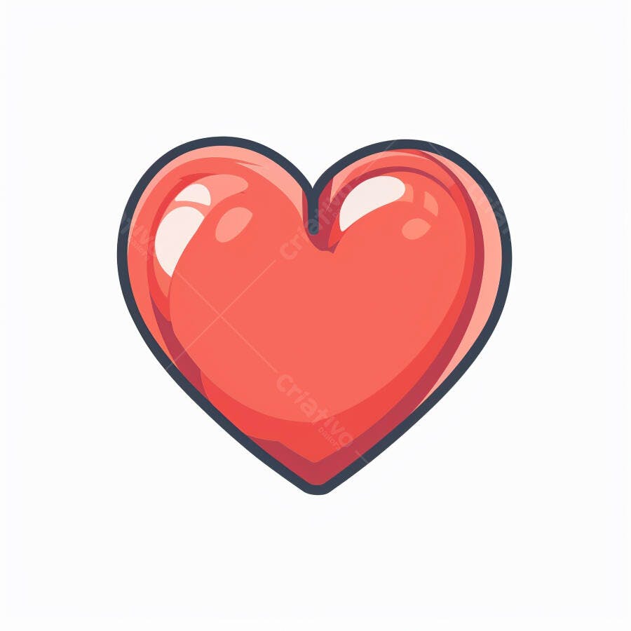 Coração vermelho brilhante ícone de amor e paixão ilustração