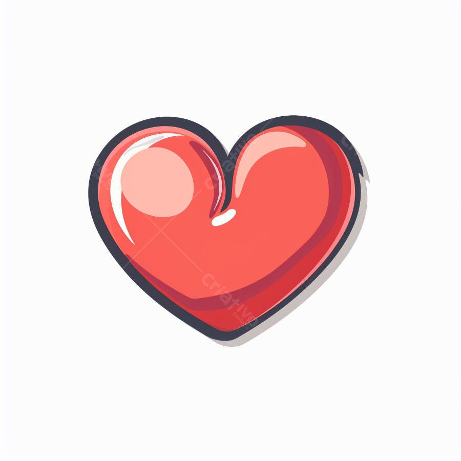 Coração vermelho brilhante símbolo de amor e paixão em fundo branco