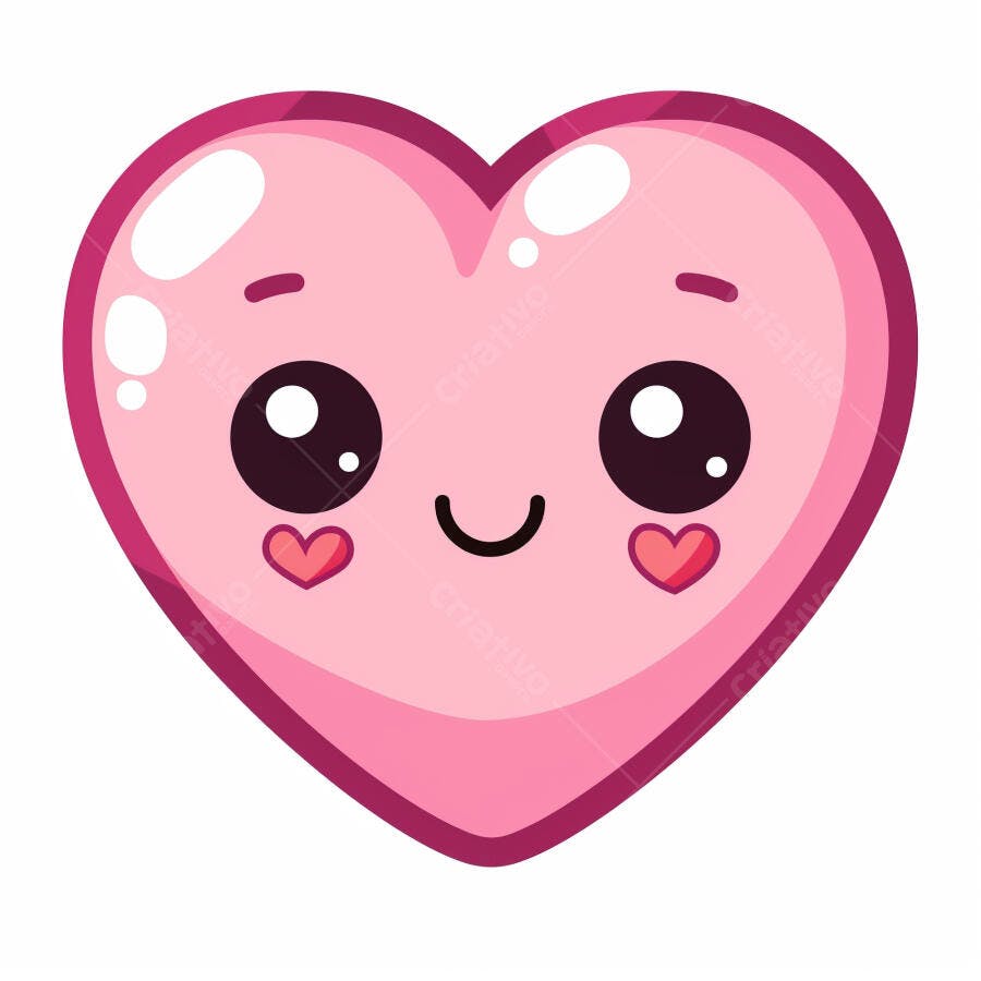 Coração rosa kawaii sorrindo com bochechas de coração ilustração vetor