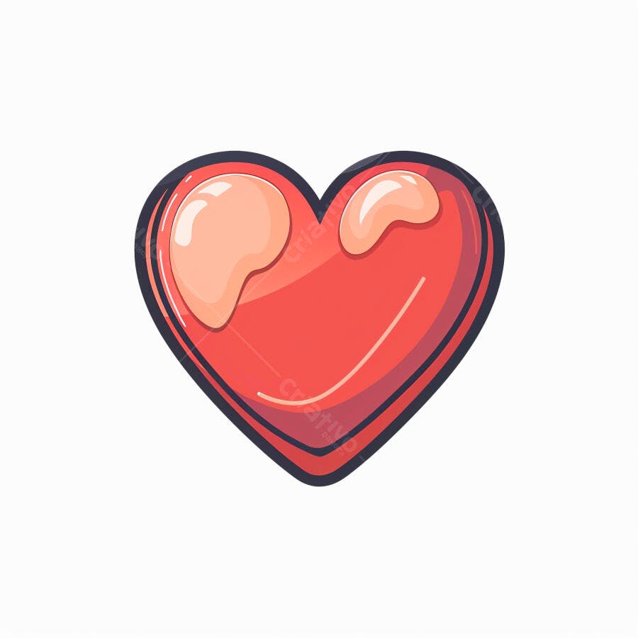 Coração vermelho brilhante desenho animado ilustração de amor e paixão