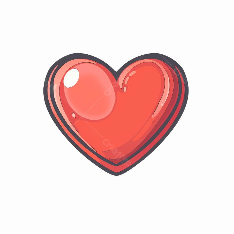 Coração vermelho brilhante ilustração vetor com contorno escuro