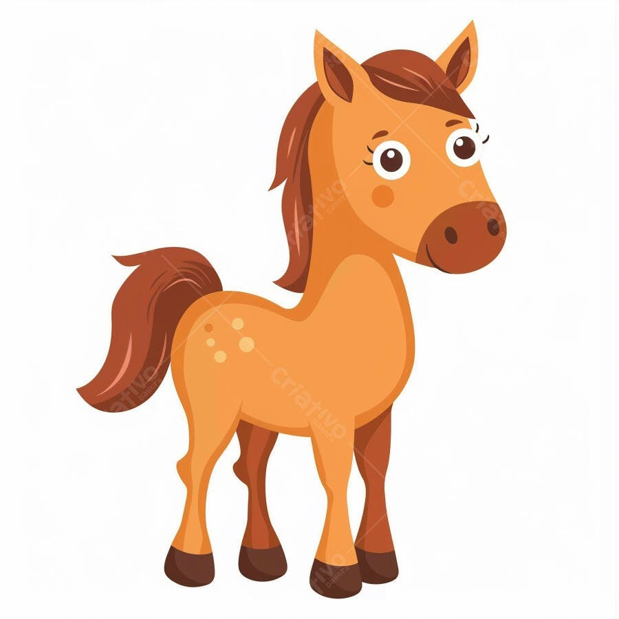 Cavalo de desenho animado fofo laranja e marrom sorrindo