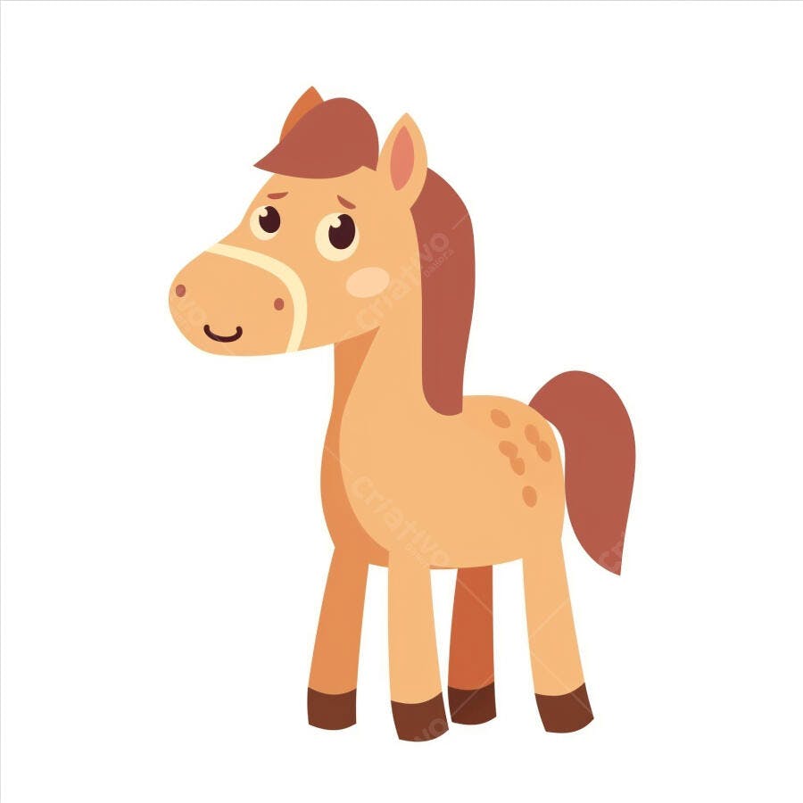 Cavalo marrom claro em desenho animado infantil fofo