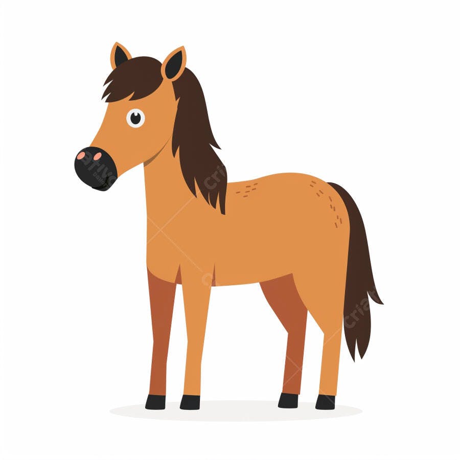 Cavalo marrom de desenho animado ilustração simples estilo plano