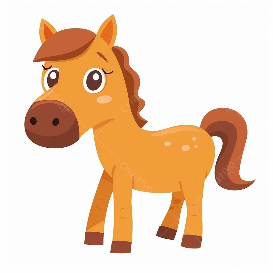 Cavalo de desenho animado fofo em fundo branco