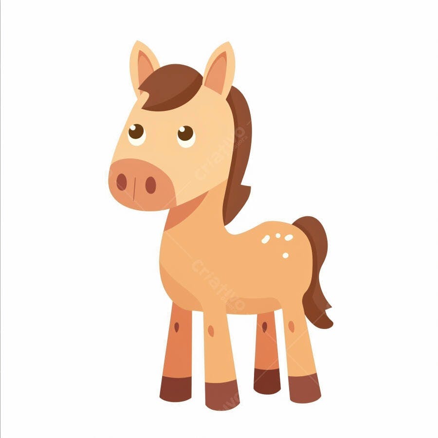 Cavalo marrom claro em desenho animado estilo infantil