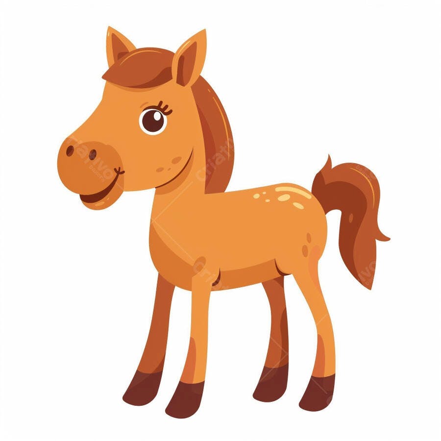 Cavalo marrom feliz estilo desenho animado isolado