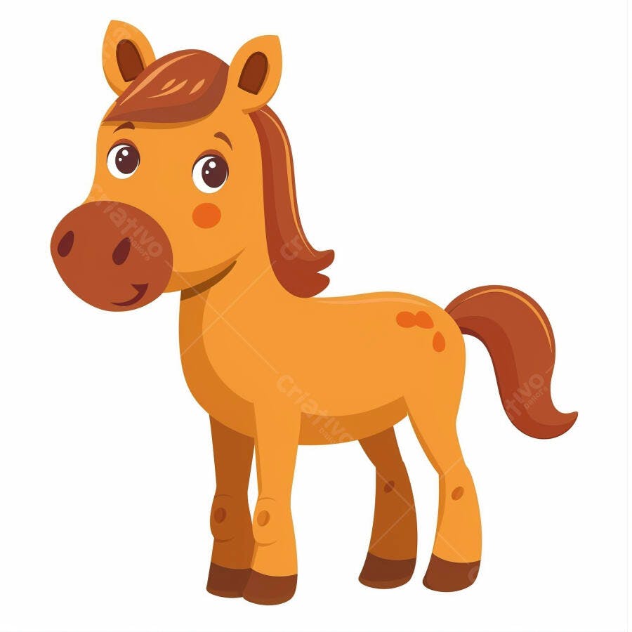 Cavalo marrom laranja feliz desenho animado ilustração infantil
