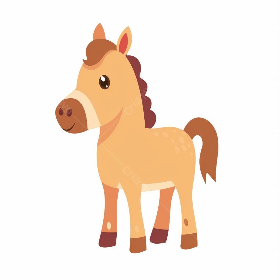 Cavalo cartoon fofo marrom claro ilustração infantil