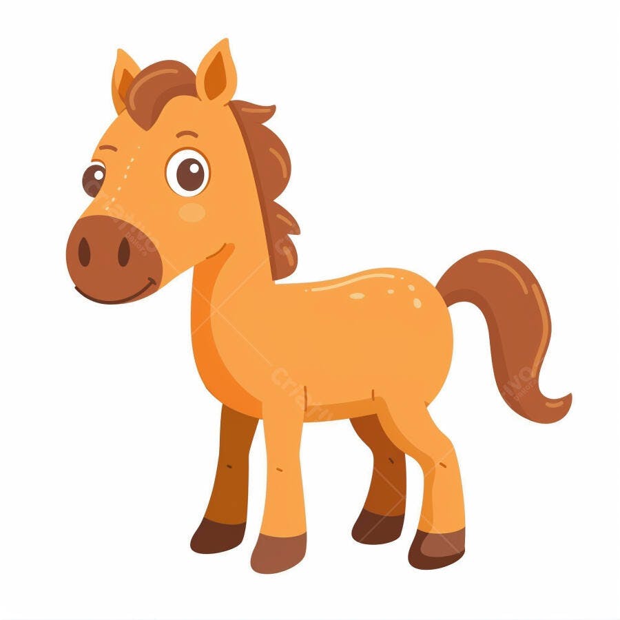 Cavalo desenho animado fofo cor caramelo em fundo branco