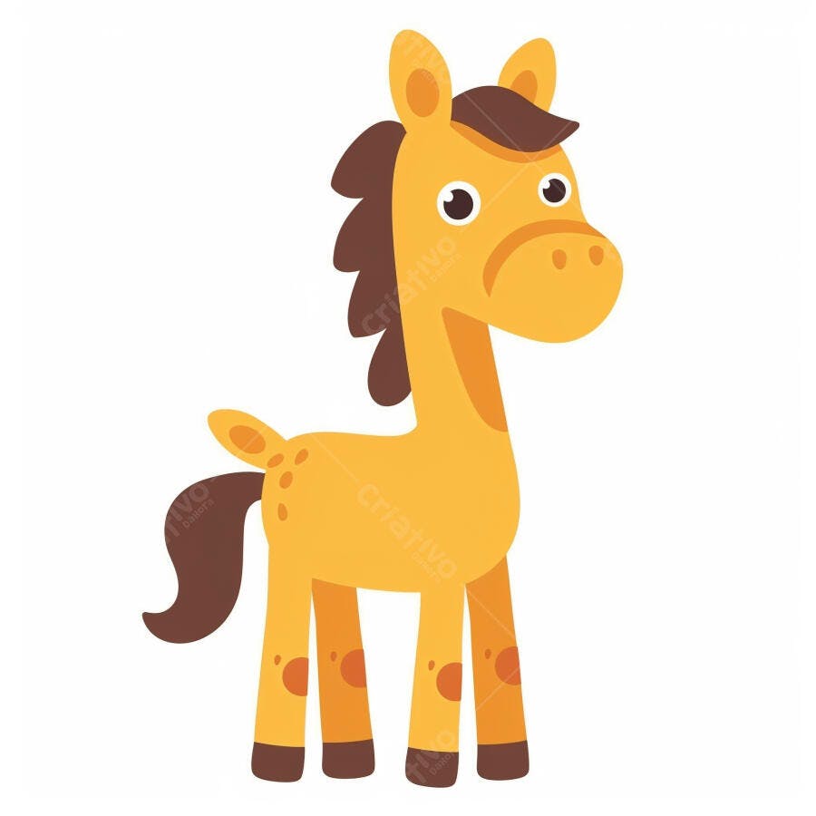 Cavalo amarelo desenho animado fofo ilustração infantil em fundo branco