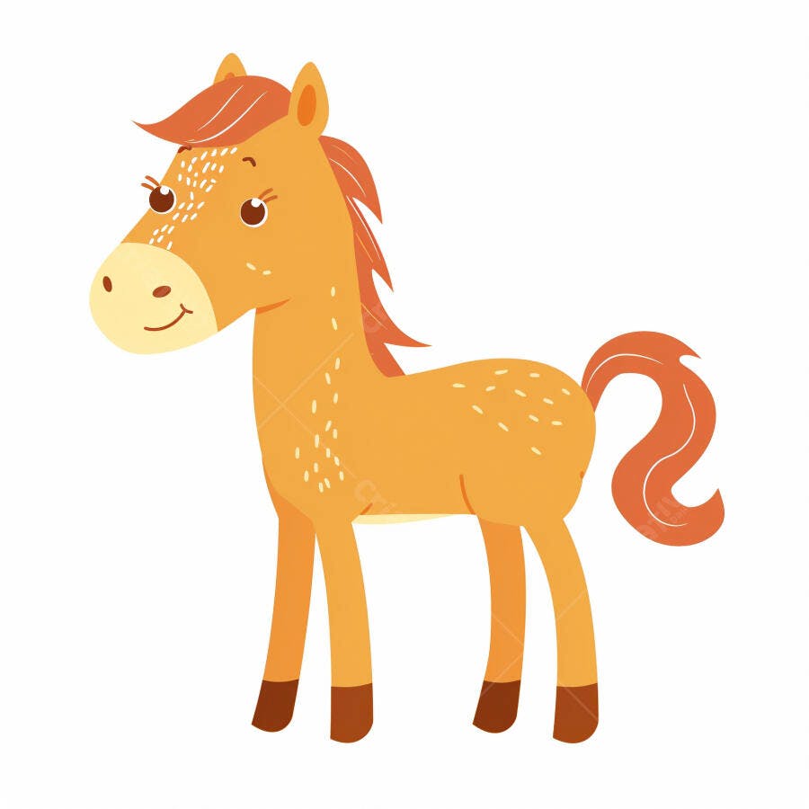 Potro laranja sorridente ilustração estilo desenho animado