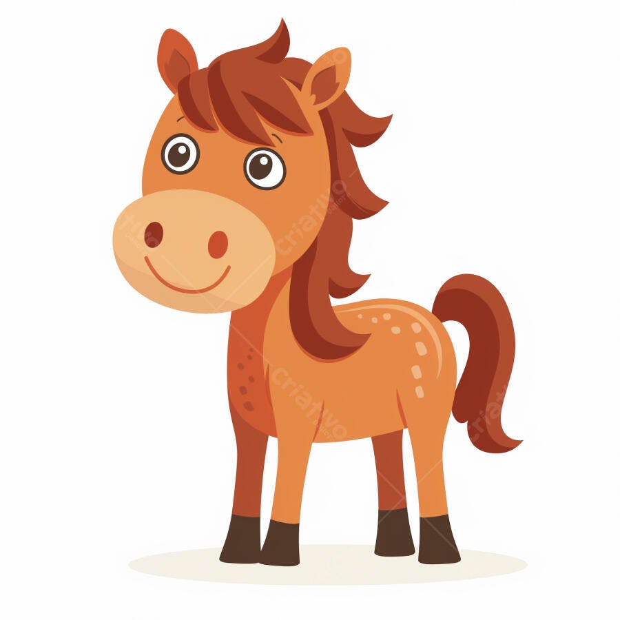 Cavalo marrom laranja feliz desenho animado ilustração infantil