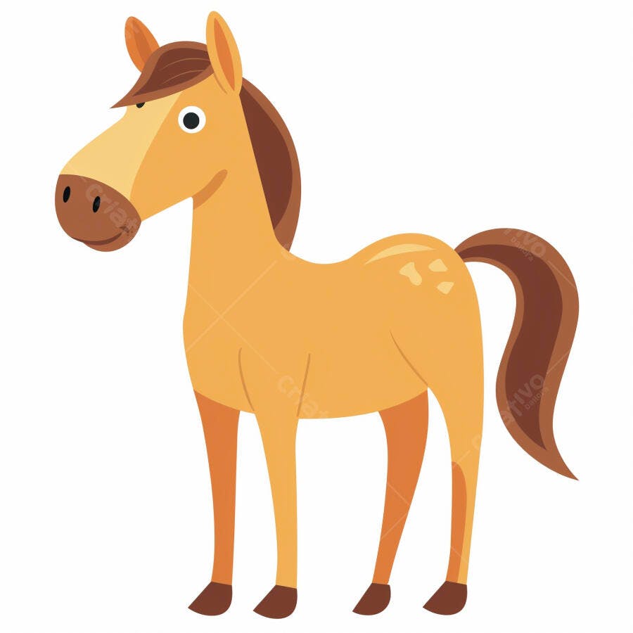 Cavalo de desenho animado marrom em pé isolado