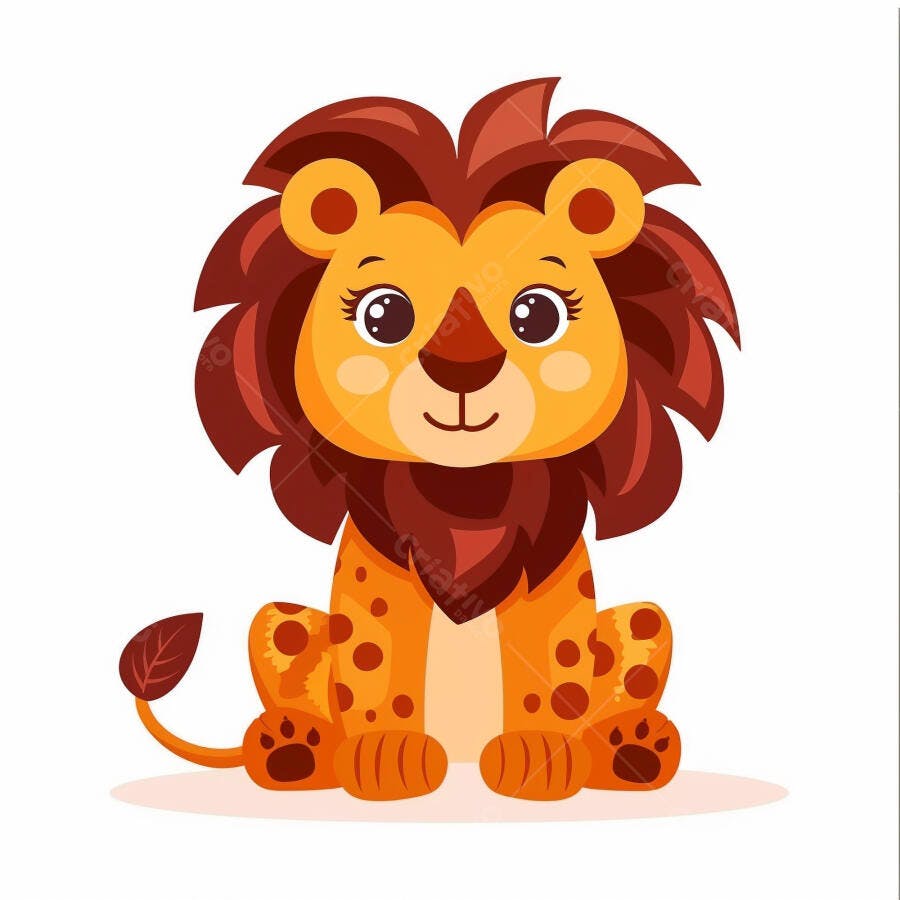 Leãozinho bebê fofo sentado ilustração infantil amigável