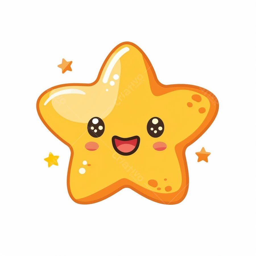 Estrela amarela de desenho animado sorrindo com brilho