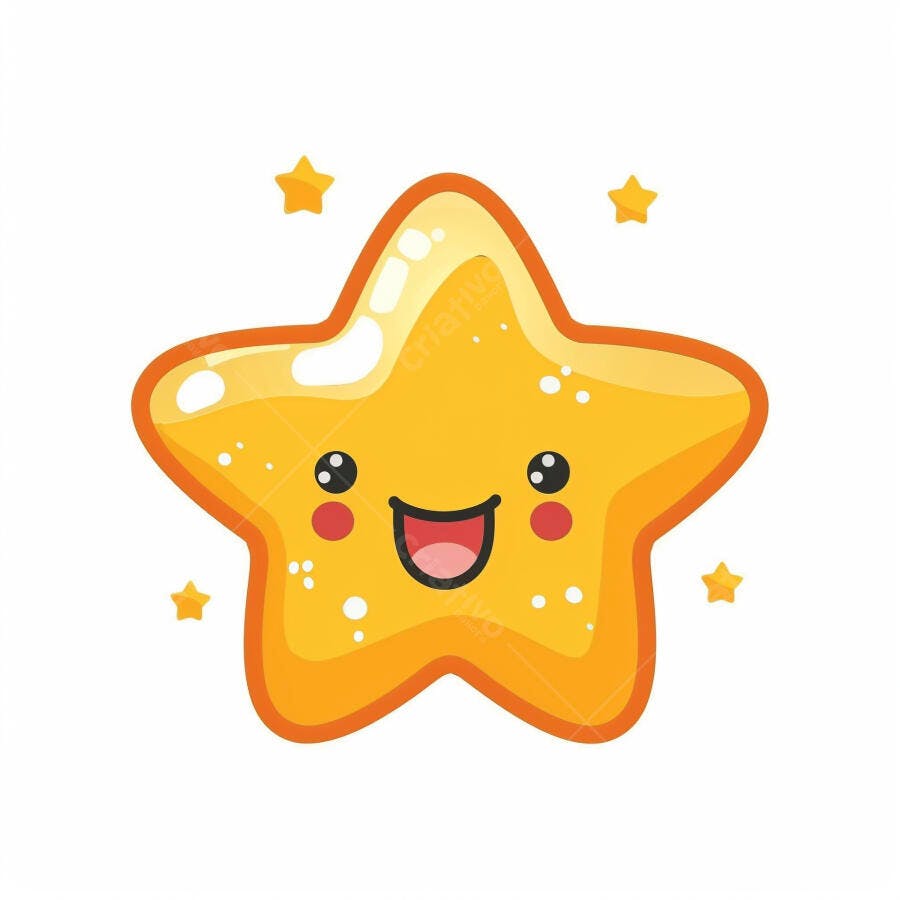 Estrela amarela feliz desenho animado brilhando ícone fofo para crianças