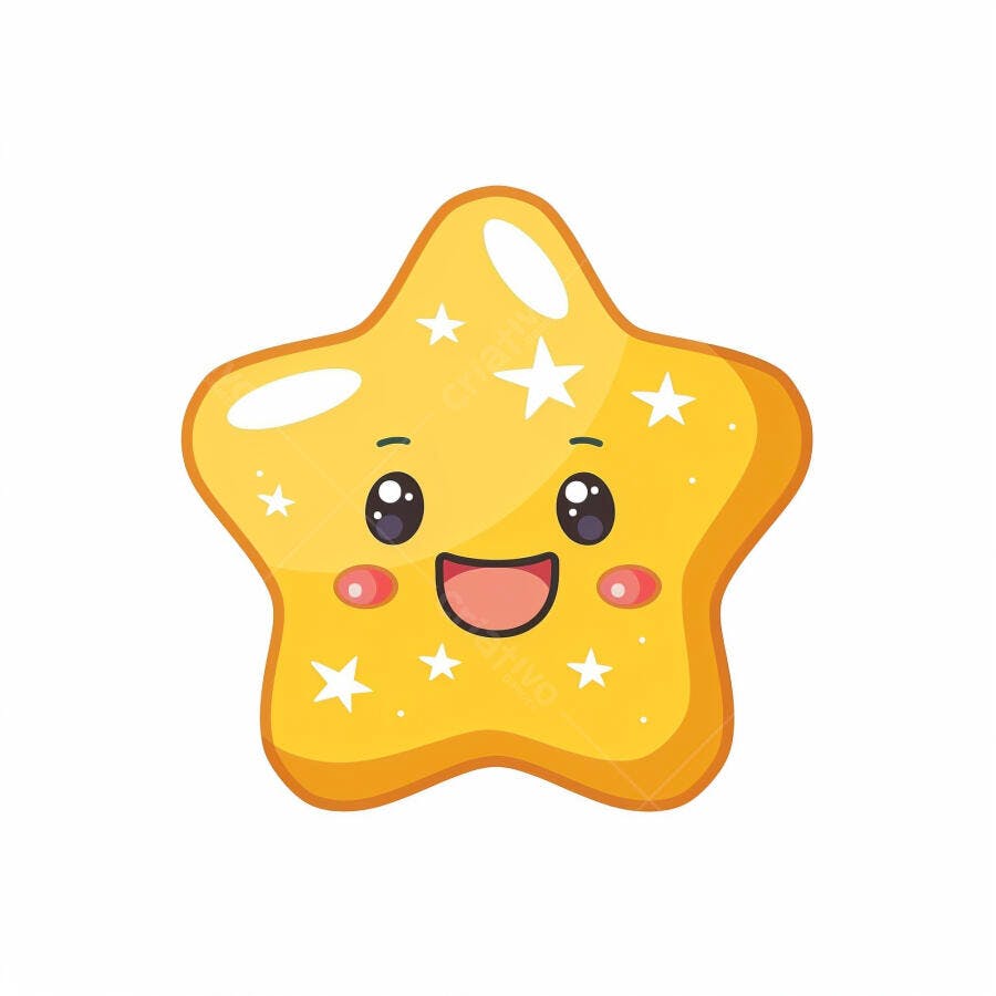 Estrela amarela sorrindo desenho animado fofa ilustracao kawaii