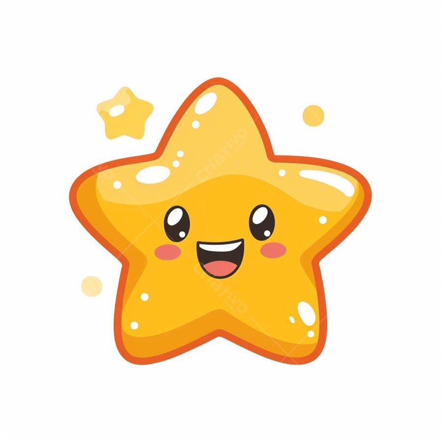 Estrela sorridente amarela brilhante personagem de desenho animado fofo