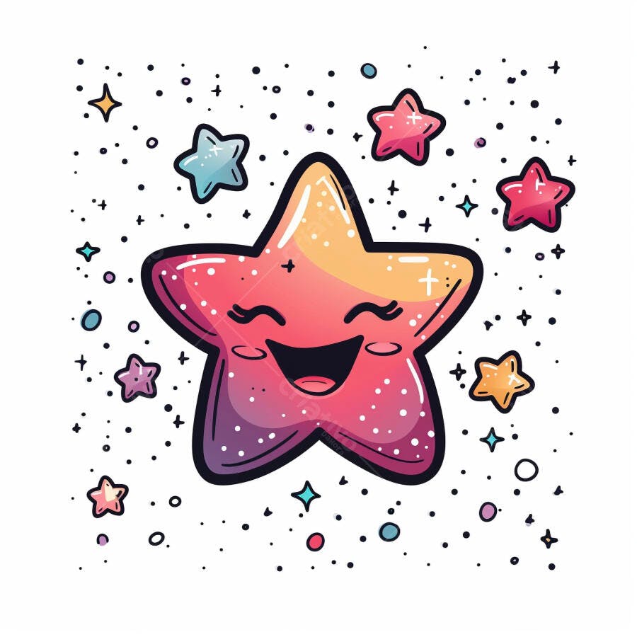 Estrela sorridente colorida ilustração infantil estilo cartoon